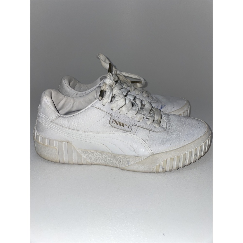 Puma Cali 369155-01 Leather Sneakers, Women's Size 7, White